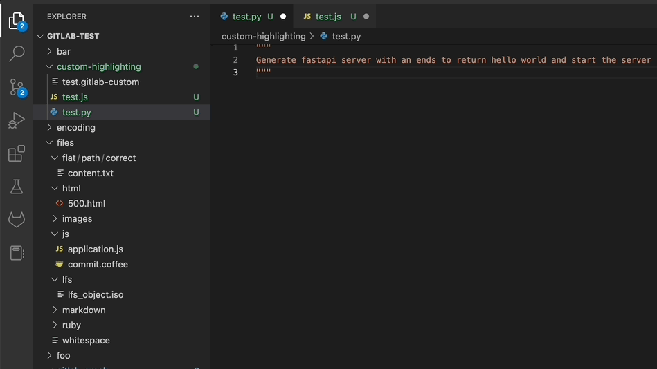 Animated gif image of code suggestions